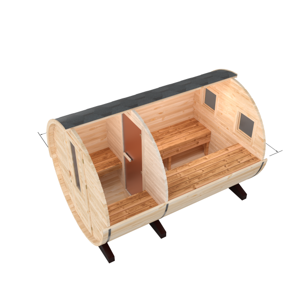 Fasssauna / Gartensauna / Banja / Round 3,0 m mit Vorraum